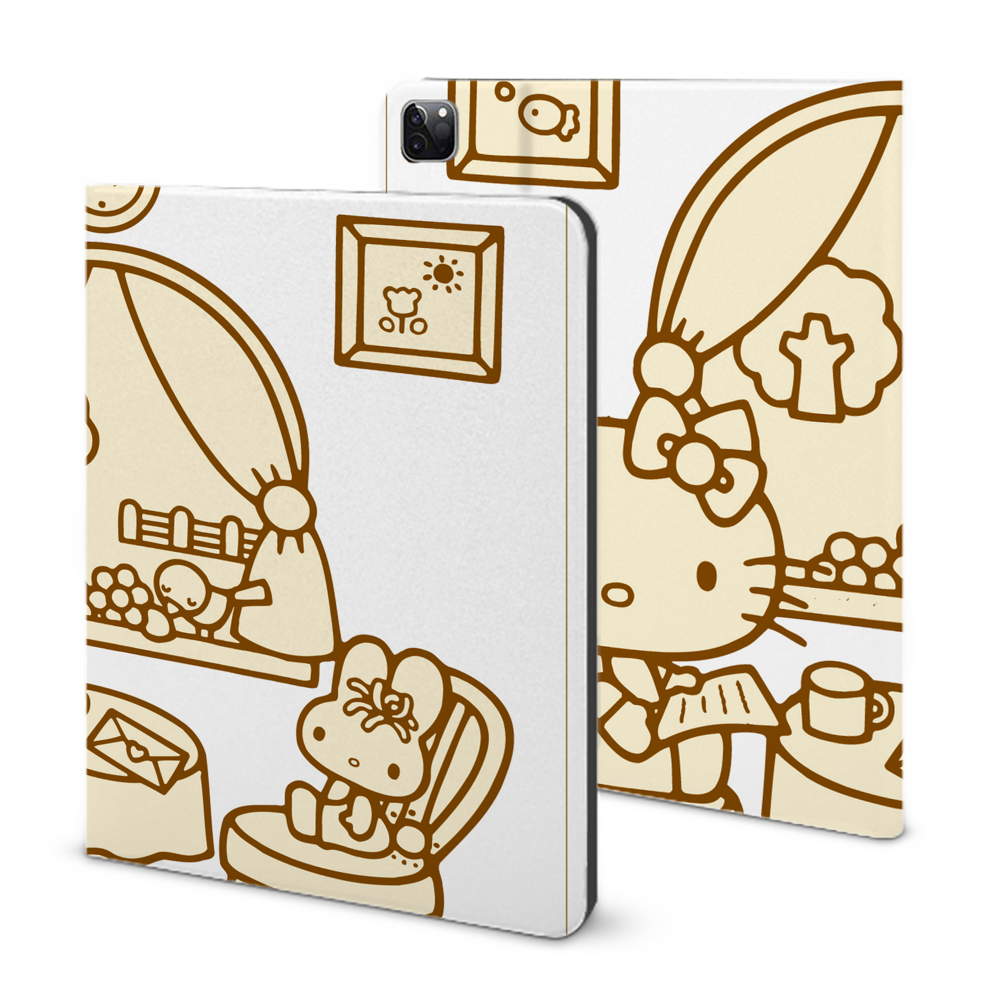 （画像用） Hello Kitty ハローキティ IPad ケース ブック型 PUレザー TPU 耐衝撃 軽量 薄型 ペン収納なし 全面保護 IPad 各モデル対応